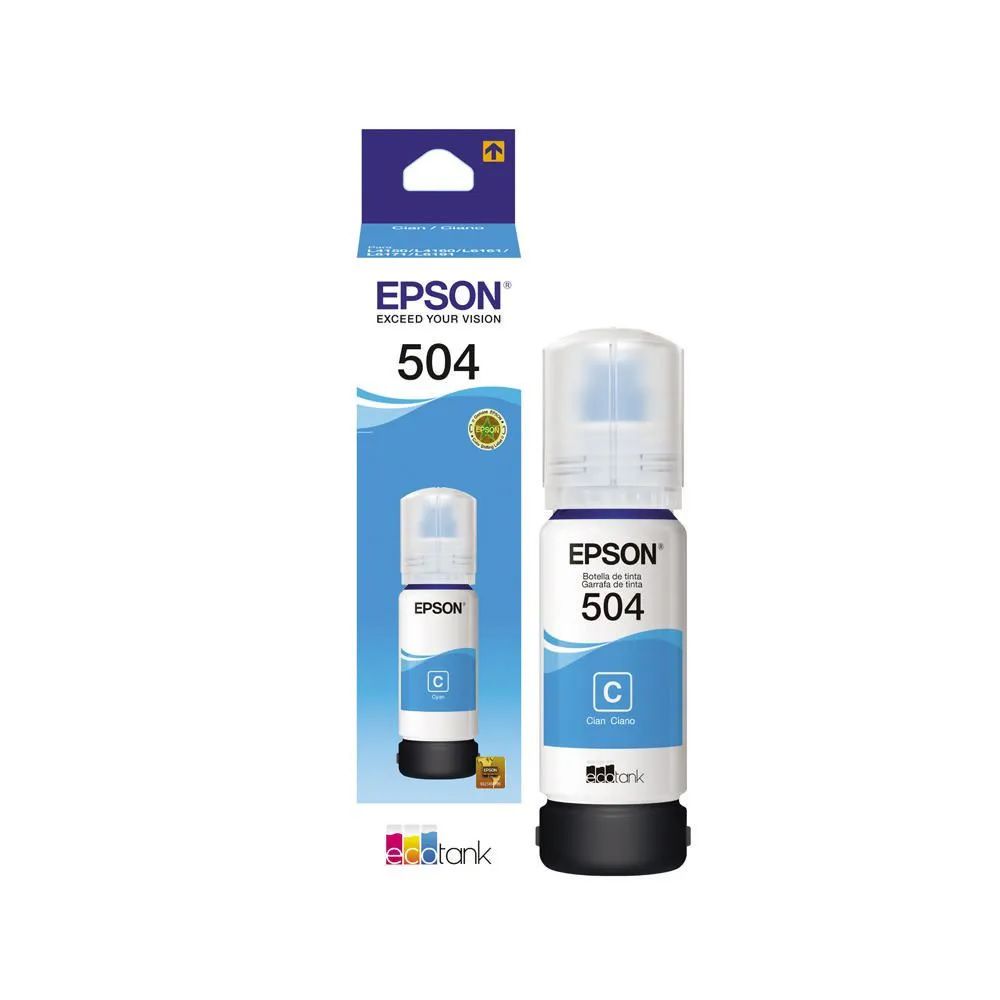 Refil de Tinta Epson T504 Ciano Original 70ml C13T03N22A para EcoTank L4150 L4160 L6161 L6171 L6191 - Imagem 2