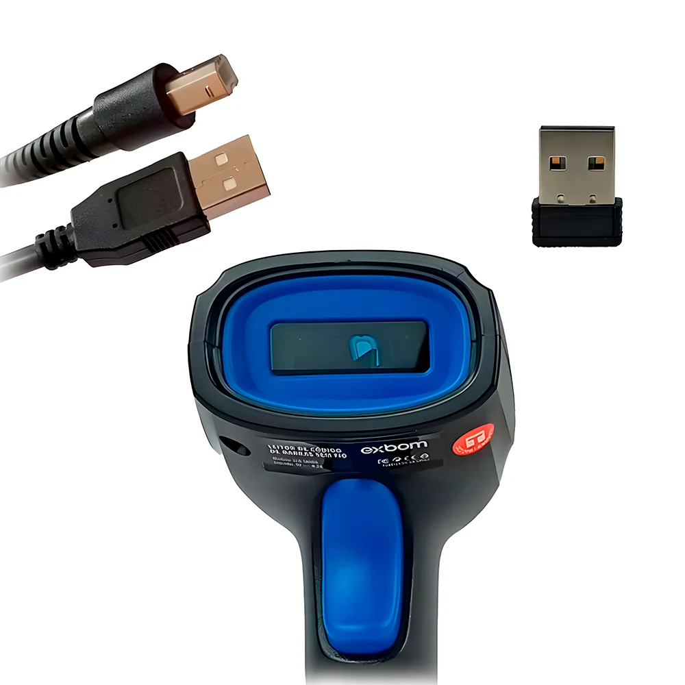 Leitor de Código Barras EXBOM LCB-S600A Sem Fio 2.4GHz USB 1D Laser Plug and Play Preto - Imagem 4