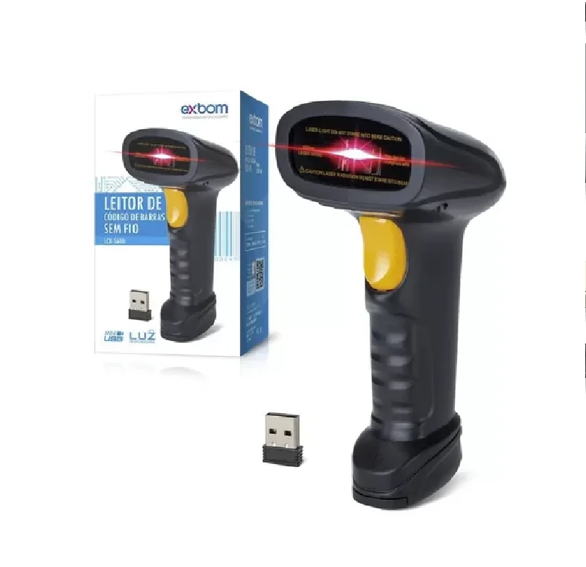 Leitor de Código Barras EXBOM LCB-S600A Sem Fio 2.4GHz USB 1D Laser Plug and Play Preto - Imagem 5