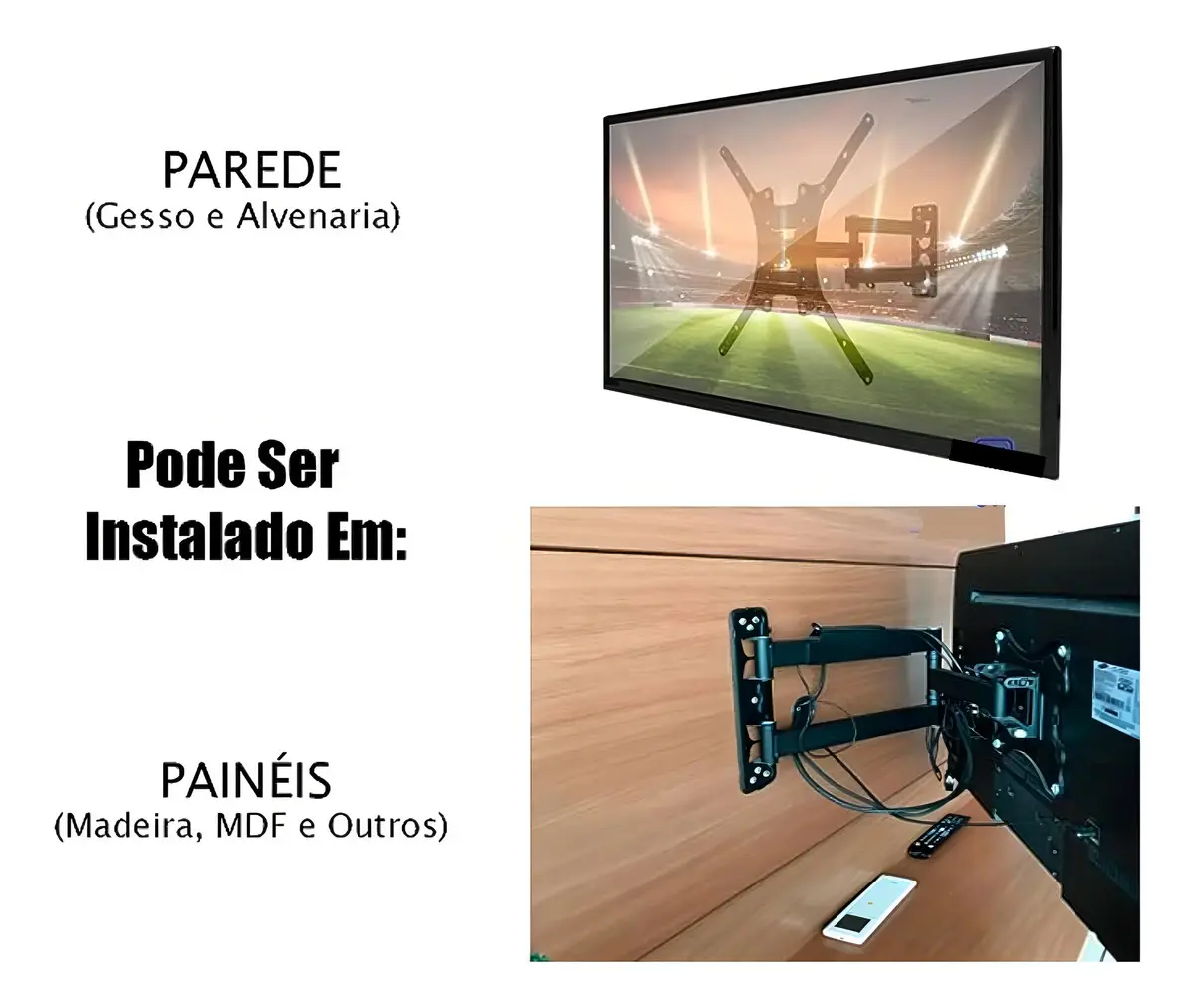 Suporte de Parede Articulado EXBOM SPTV-E320 para TV e Monitor 10 a 37 polegadas VESA 100x100