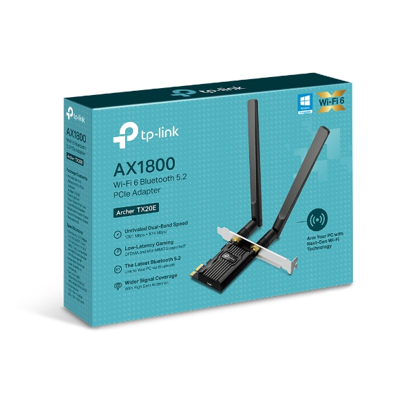Placa de Rede TP-Link Archer TX20E Wi-Fi 6 AX1800 Dual Band Bluetooth 5.2 PCI-E - Imagem 2