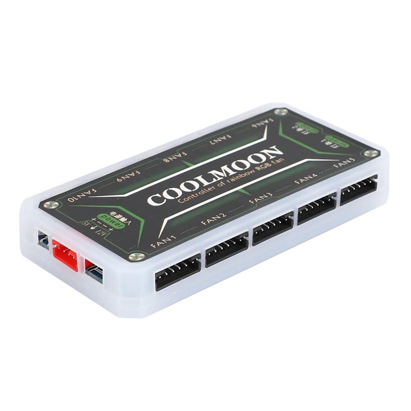 Controlador de Fan RGB Coolmoon BXBA-XA-XC para 10 Fans 6 Pinos e 2 Fitas LED com Controle Remoto