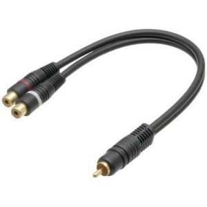 Cabo Y Adaptador Splitter 1 RCA Fêmea para 2 RCA Macho Áudio e Vídeo 20cm
