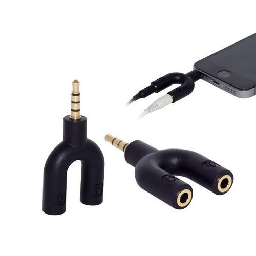 Adaptador Y P2 para P3 Knup KP-HM005 para Headset com Microfone 2x P2 Fêmea para 1x P3 Macho 3.5mm