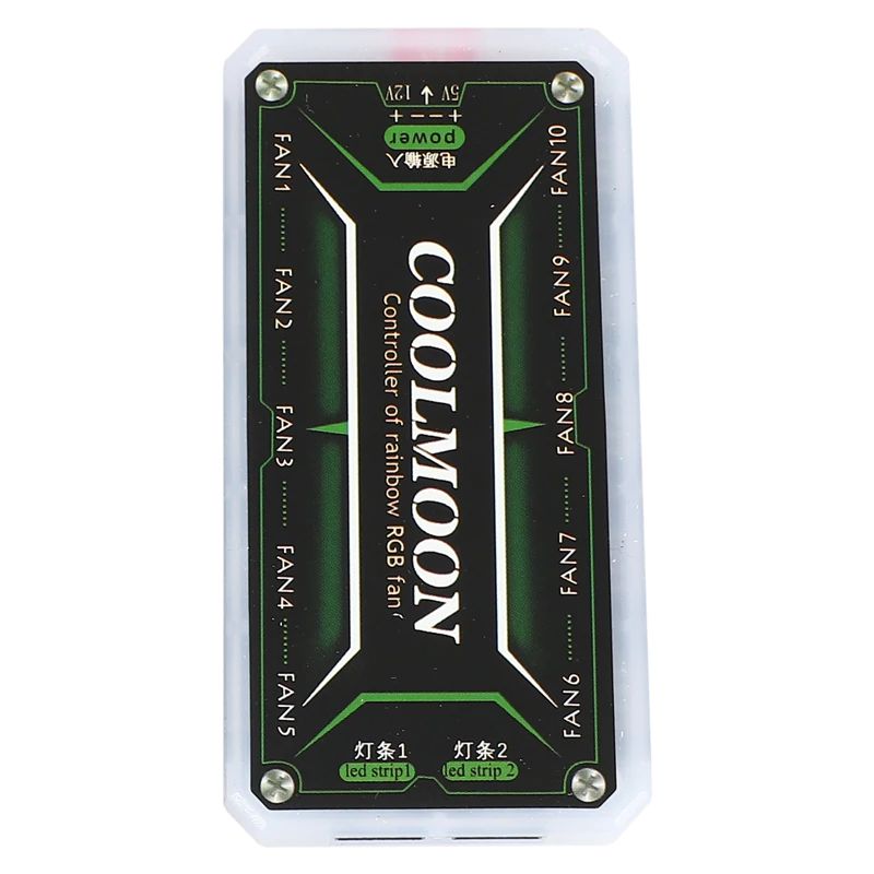 Controlador de Fan RGB Coolmoon BXBA-XA-XC para 10 Fans 6 Pinos e 2 Fitas LED com Controle Remoto