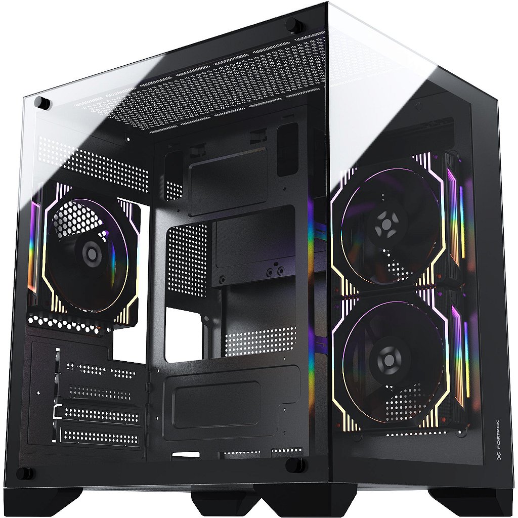 Gabinete Gamer Fortrek Clarity Black Mid Tower Aquário Vidro Temperado Suporte Micro ATX/ITX USB 3.0 - Imagem 2