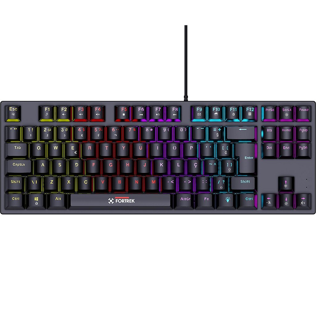 Teclado Gamer Mecânico Fortrek Gravity 80 TKL Outemu Red /ABNT2/Rainbow/Anti-Ghosting