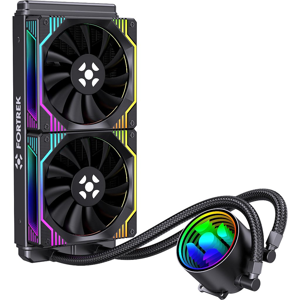 Water Cooler Fortrek Breezy 240mm Dual Fan ARGB Preto TDP 240W Intel LGA 1700/1200/115X AMD AM5/AM4 - Imagem 2