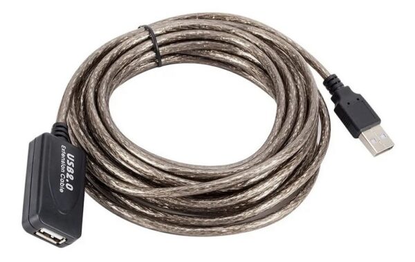 Cabo Extensor USB 2.0 Amplificado 5 Metros A Macho para Fêmea Preto