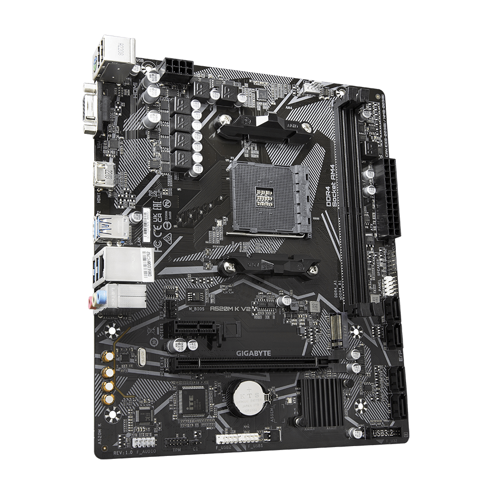 Placa-Mãe AM4 A520 GIGABYTE A50M-K DDR4 M.2 NVMe mATX - foto 2