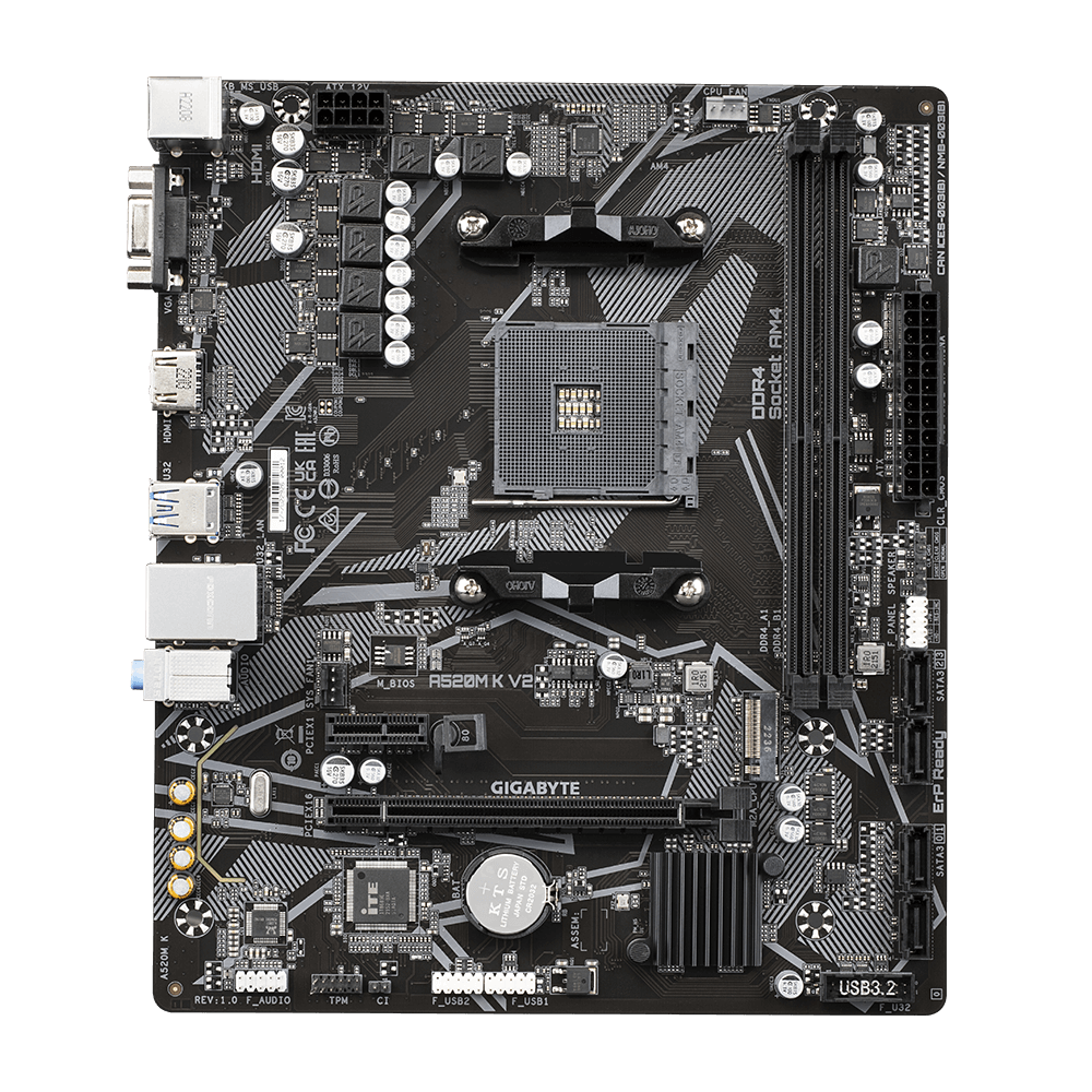 Placa-Mãe AM4 A520 GIGABYTE A50M-K DDR4 M.2 NVMe mATX - foto 3