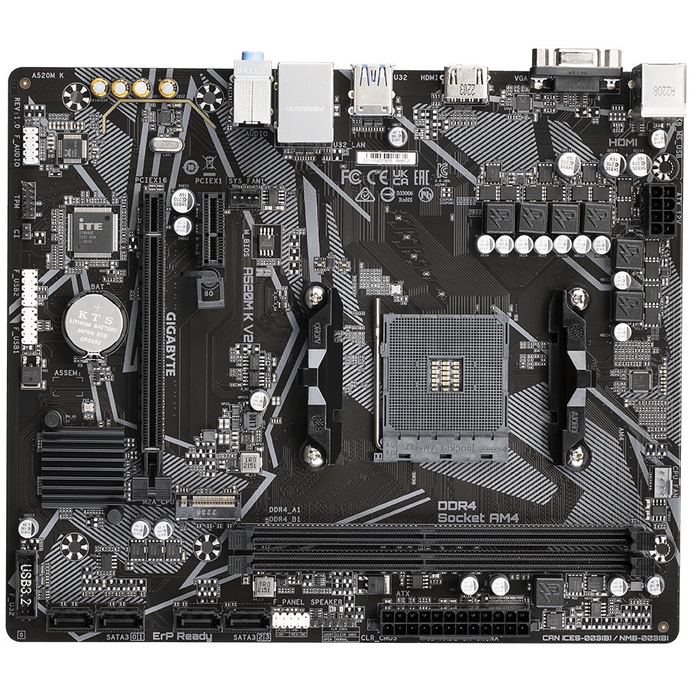 Placa-Mãe AM4 A520 GIGABYTE A50M-K DDR4 M.2 NVMe mATX - foto 4