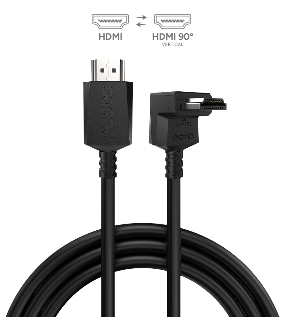 Cabo HDMI 2.0 PCYES 2 Metros 4K 60Hz Conector 90º Vertical Preto PH20-2V-B - Imagem 2
