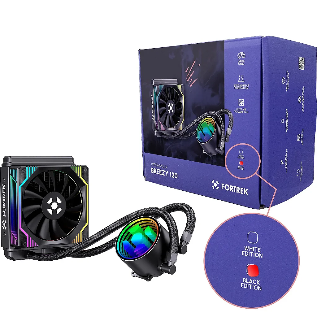 Water Cooler Fortrek Breezy 120mm / ARGB / Resfriamento Extremo / Preto - Imagem 3