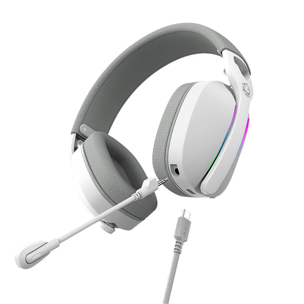 Headset Gamer PCYES White Ghost, Conexão USB 2.0, LED RGB Fixo, Drivers 40mm, Microfone Destacável O - Imagem 2