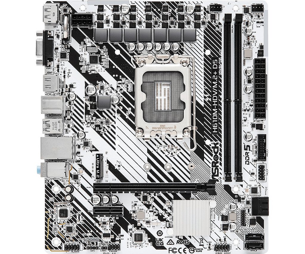 Placa Mae LGA1700 ASRock H610M-HDV/M.2 + D5 DDR5 Micro ATX HDMI/DP/VGA M.2/SATA Gigabit LAN - Imagem 2