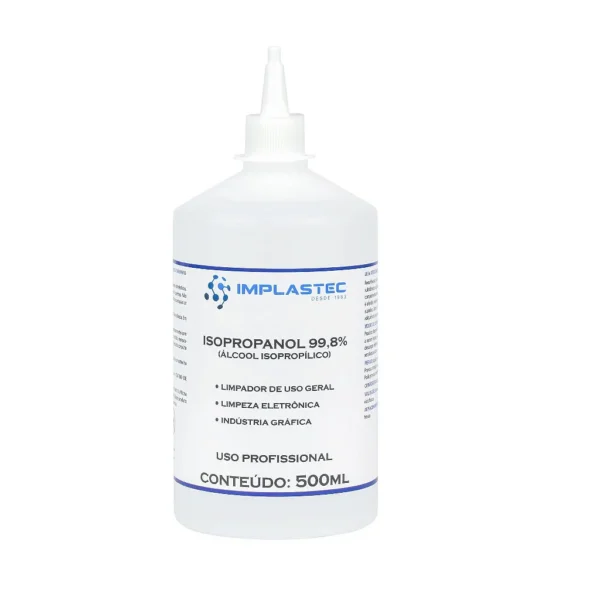 Álcool Isopropílico 99,8% Implastec 500ml Isopropanol com Bico Aplicador