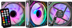 Kit Cooler KMEX AATA Infinity 120mm 3 Fans 1200RPM ARGB com Controle Remoto Preto