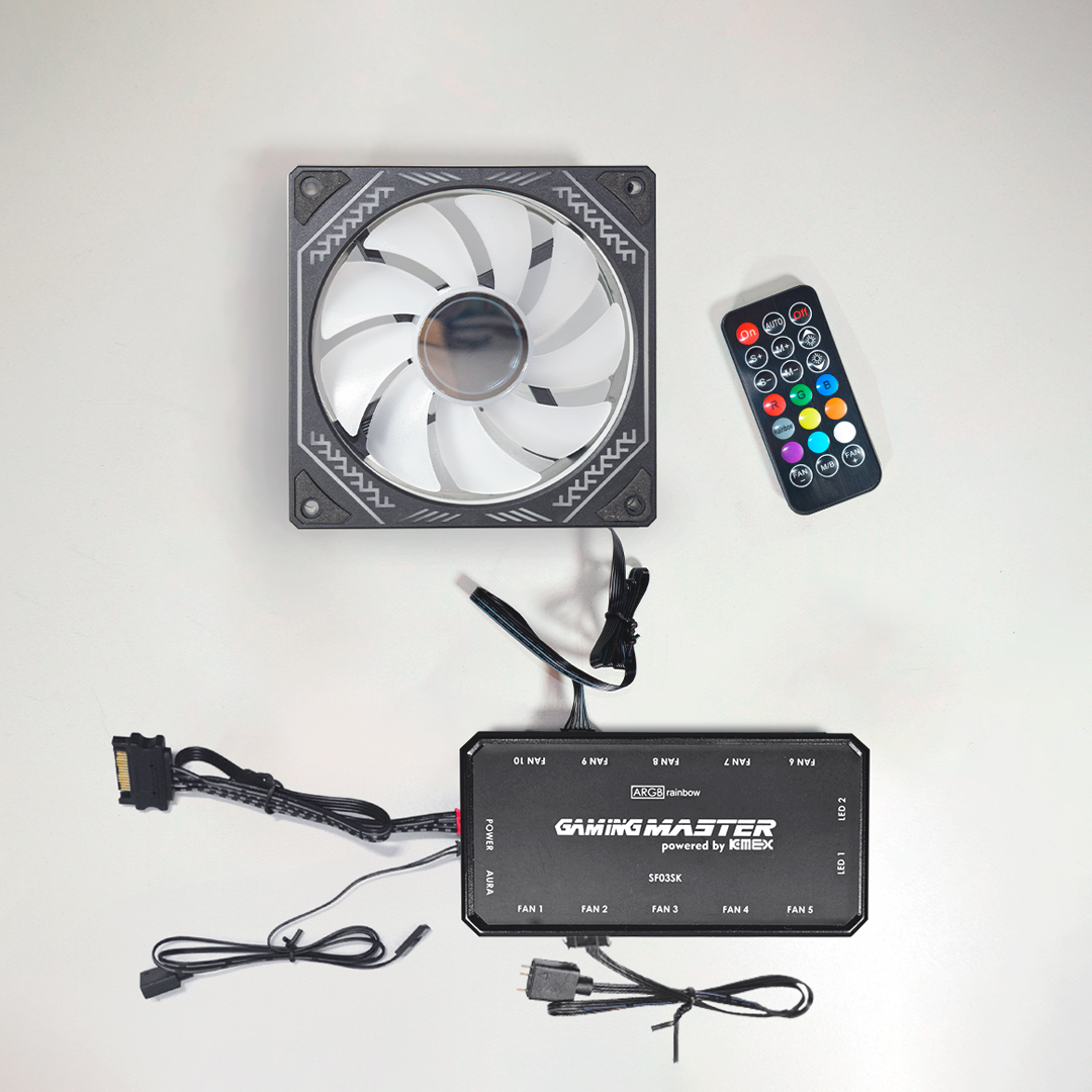 Kit Cooler KMEX AATA Infinity 120mm 3 Fans 1200RPM ARGB com Controle Remoto Preto - Imagem 6