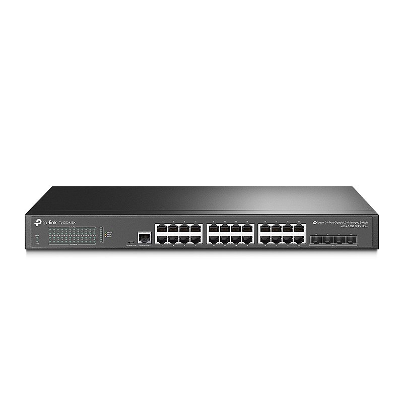 Switch TP-LINK TL-SG3428X 24 Portas Gigabit 4 SFP+ 10G L2+ Gerenciável Rack 128Gbps Fanless
