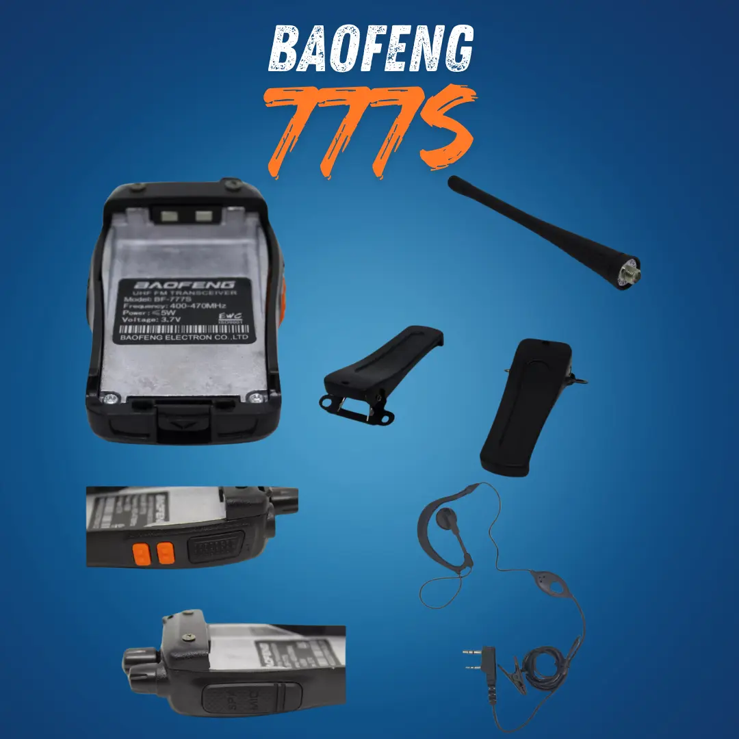Kit 2 Rádios Comunicadores BAOFENG BF-777S UHF 16 Canais 5W Preto - Imagem 2