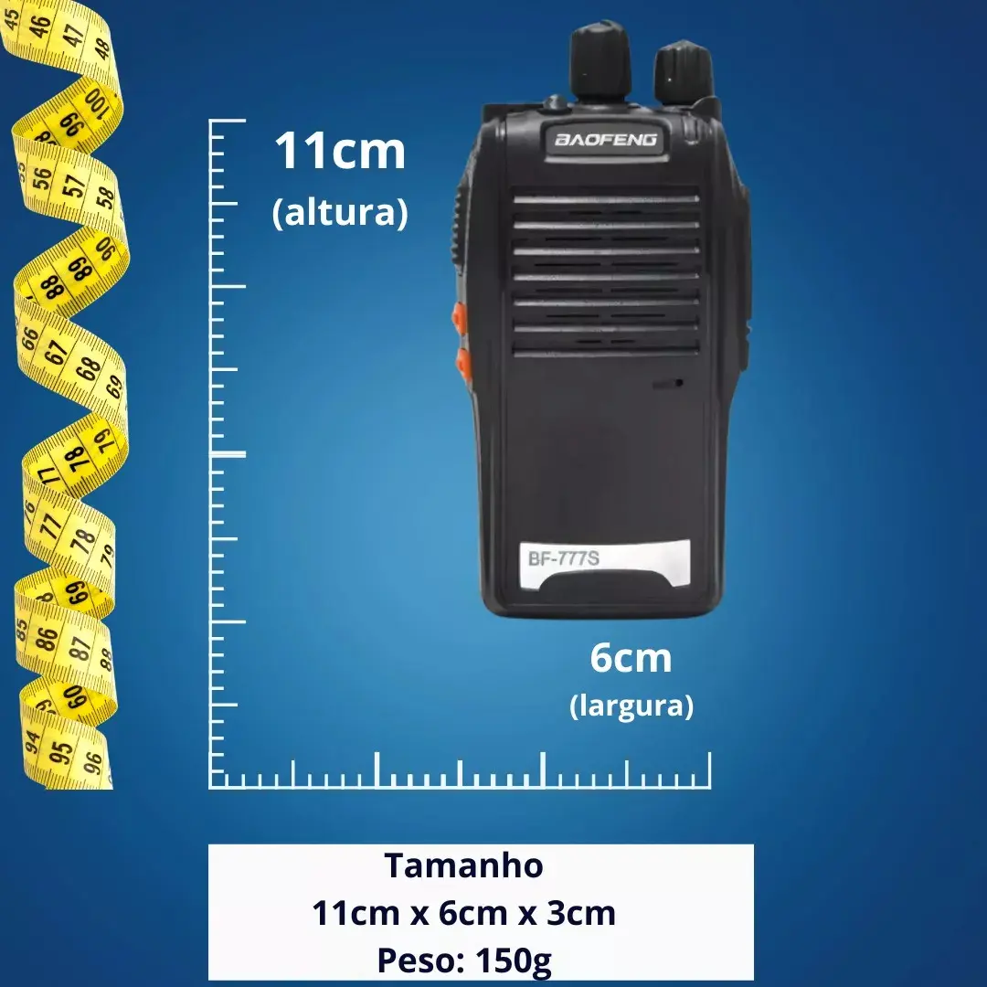 Kit 2 Rádios Comunicadores BAOFENG BF-777S UHF 16 Canais 5W Preto - Imagem 6