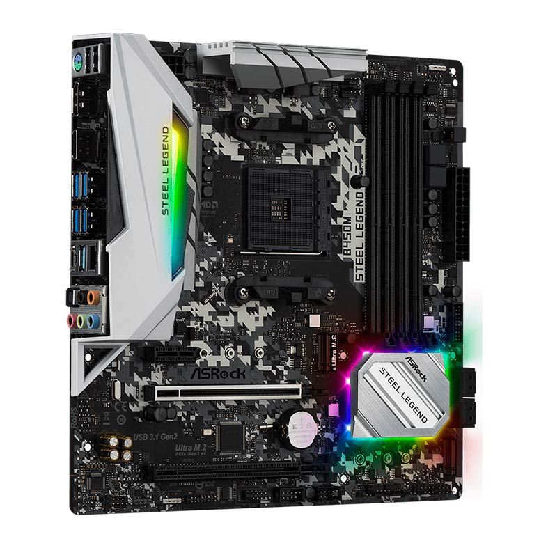 Placa-Mãe AM4 B450 ASROCK B450M Steel Legend 4DDR4 3533MHz NVMe M.2 mATX