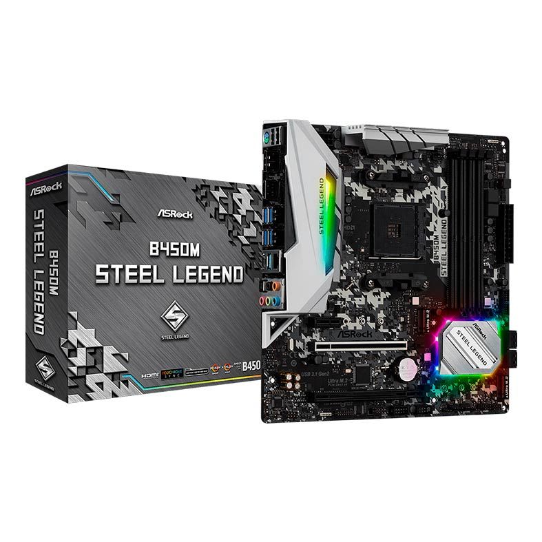 Placa-Mãe AM4 B450 ASROCK B450M Steel Legend 4DDR4 3533MHz NVMe M.2 mATX - Imagem 2