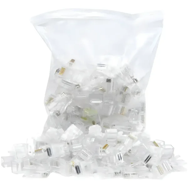 Conector de Rede RJ45 EXBOM CAT5/6 Cristal Pacote com 100 Unidades