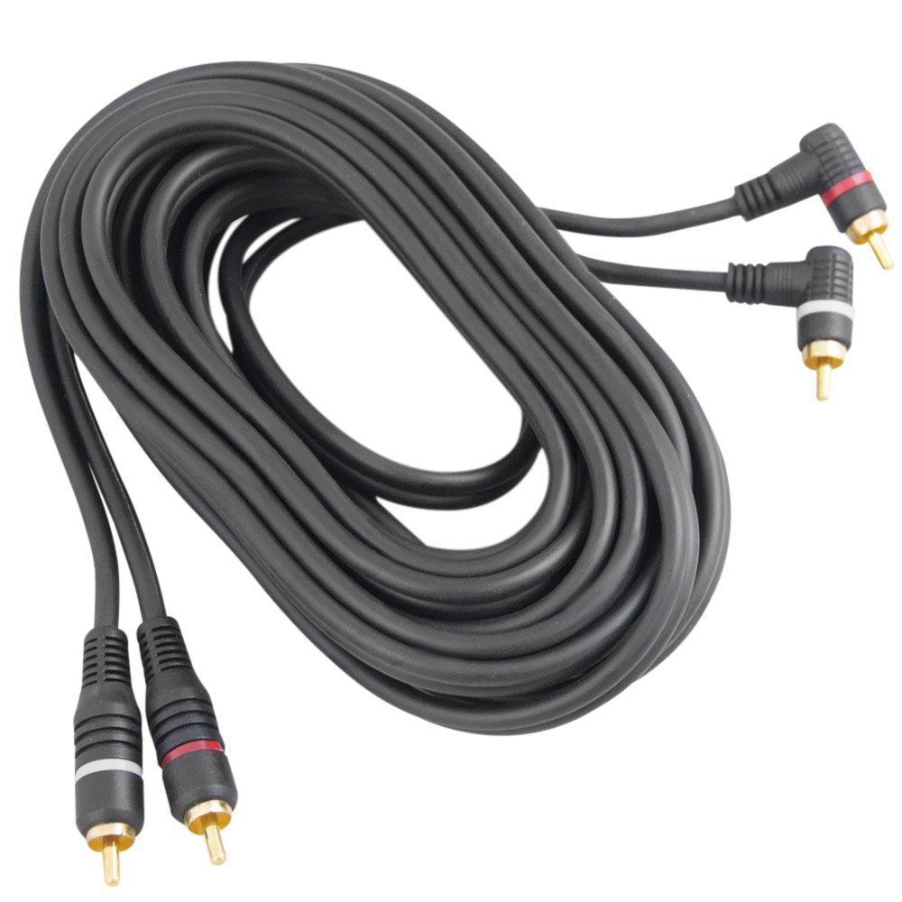 Cabo RCA Macho x RCA 90 Graus 5 Metros 4mm Profissional Cobre Blindado - Imagem 4