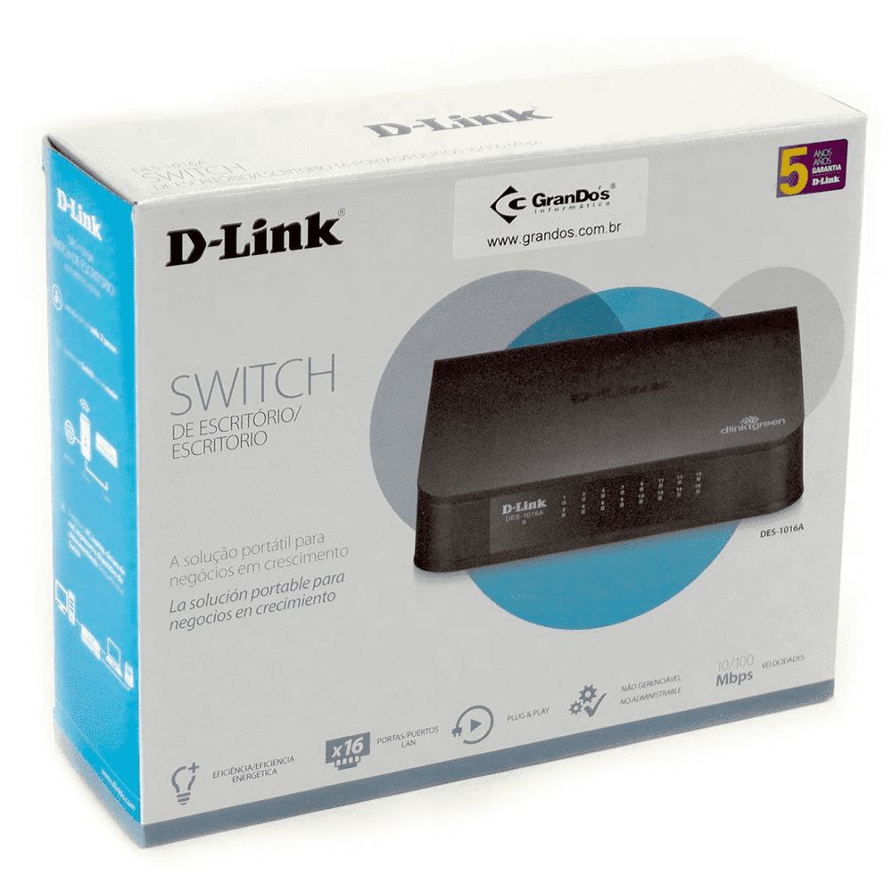 Switch D-Link DES-1016A 16 Portas 10/100 Mbps Fast Ethernet Não Gerenciável - Imagem 4