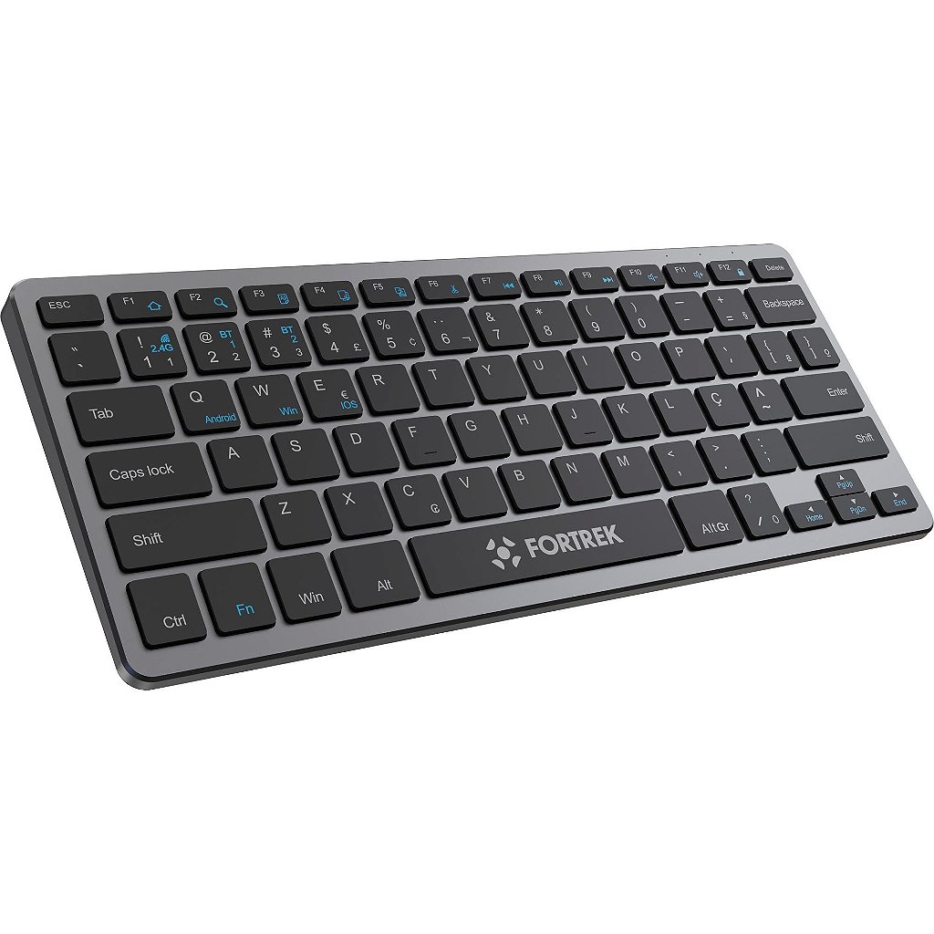 Teclado Sem Fio Fortrek KB11 Compacto Bluetooth e 2.4GHz Dual Mode 78 Teclas ABNT2 Bateria Recarregável Grafite - Imagem 2