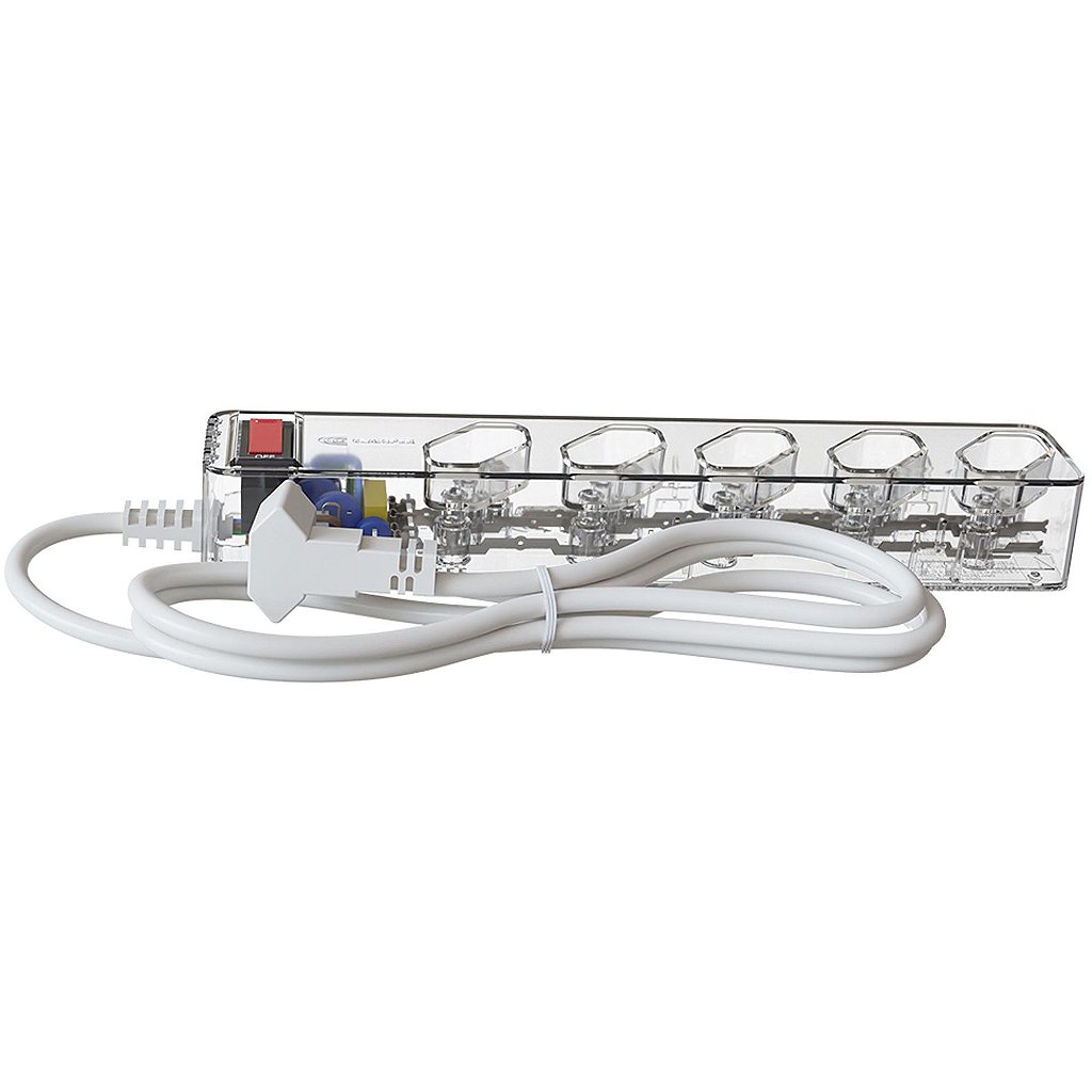 Filto de Linha Protetor de Surto 5 Tomadas 3 Pinos NBR Transparente iClamper - Imagem 2