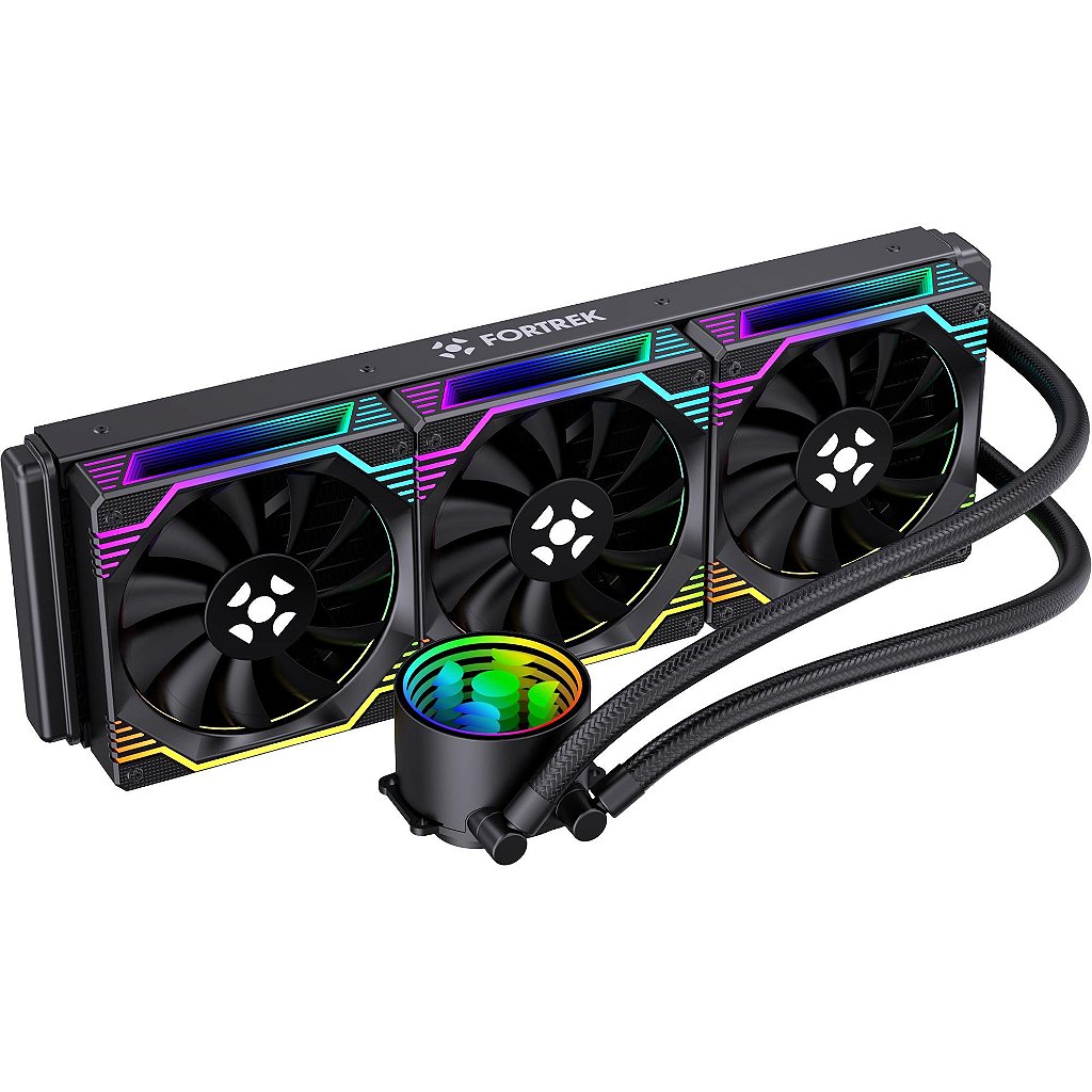 Water Cooler Fortrek Breezy 360mm Preto Triple Fan ARGB TDP 280W para Intel LGA 115x/1200/1700/20XX e AMD AM4/AM5 - Imagem 2