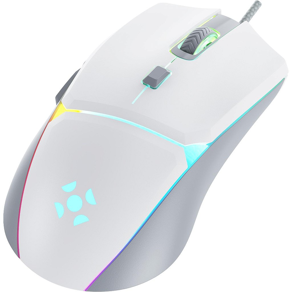 Mouse Gamer Fortrek Crusader Branco 7200DPI Switch Huano RGB USB - Imagem 2