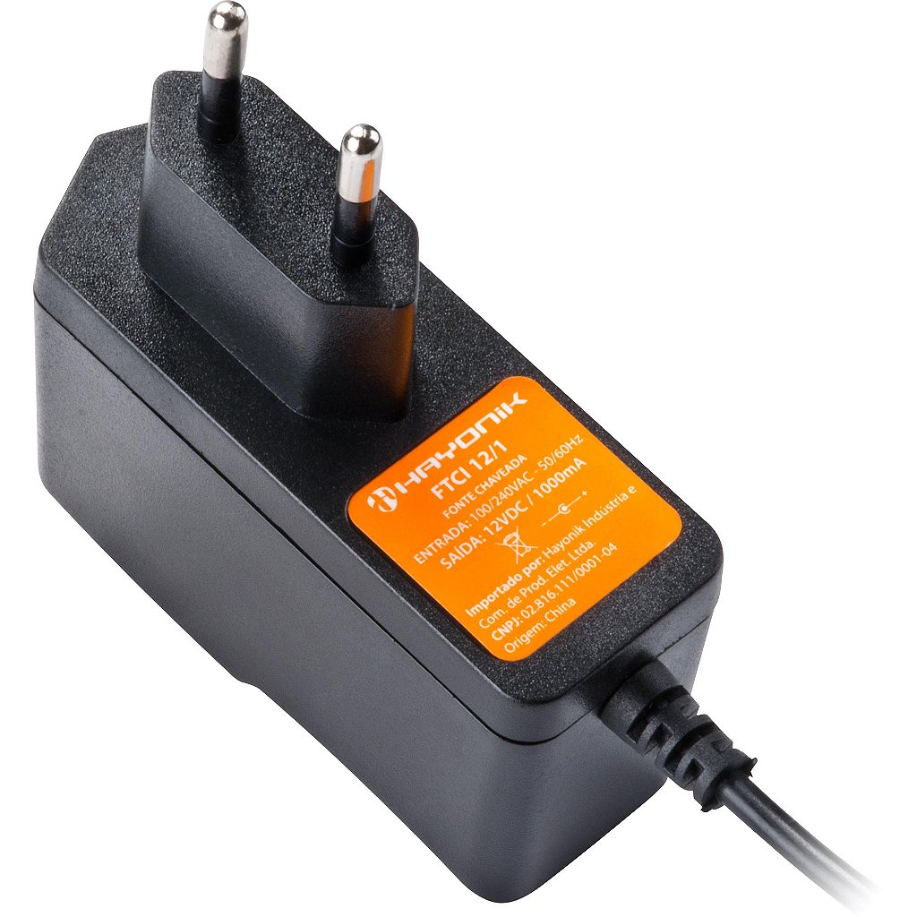 Fonte Chaveada Hayonik FTCI 12/1 12V 1A 12W Bivolt Plug P4 5.5x2.1mm - Imagem 2
