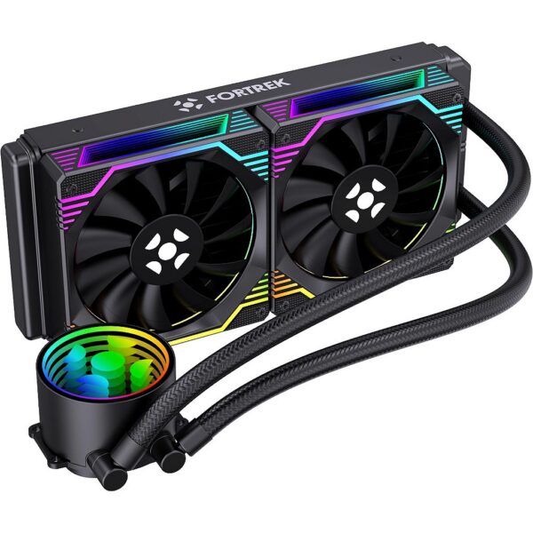Water Cooler Fortrek Breezy 240mm Dual Fan ARGB Preto TDP 240W Intel LGA 1700/1200/115X AMD AM5/AM4