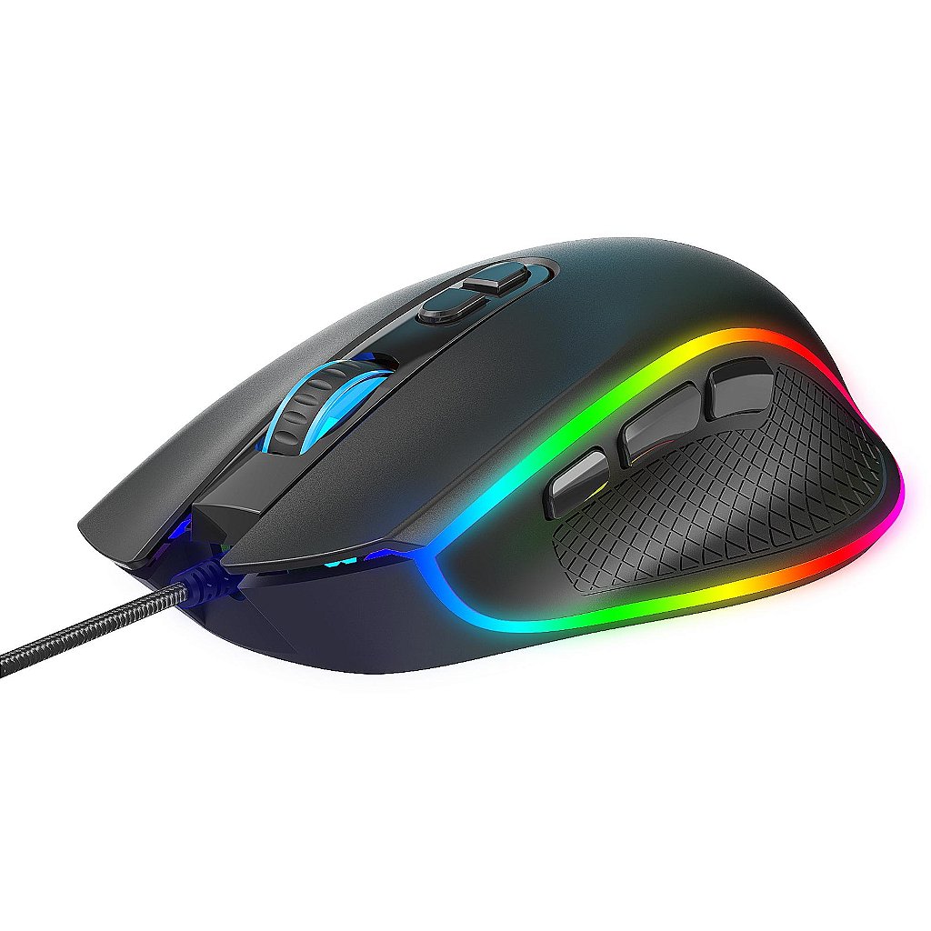 Mouse Gamer Fortrek Cruiser New Edition RGB 12000 DPI 7 Botões Sensor Óptico Pixart 3327 USB Preto - Imagem 2