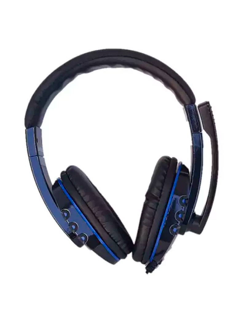 Headset Gamer Leboss FN-606 com Microfone Fixo Driver 40mm Conector P2 3.5mm 4 Vias Azul - Imagem 2