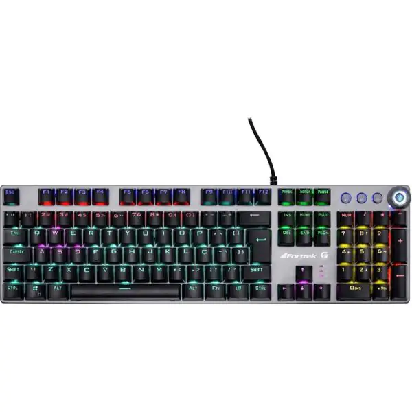 Teclado Mecânico Fortrek GPro K7 Switch KRGD Blue LED Rainbow ABNT2 com Apoio de Pulso USB