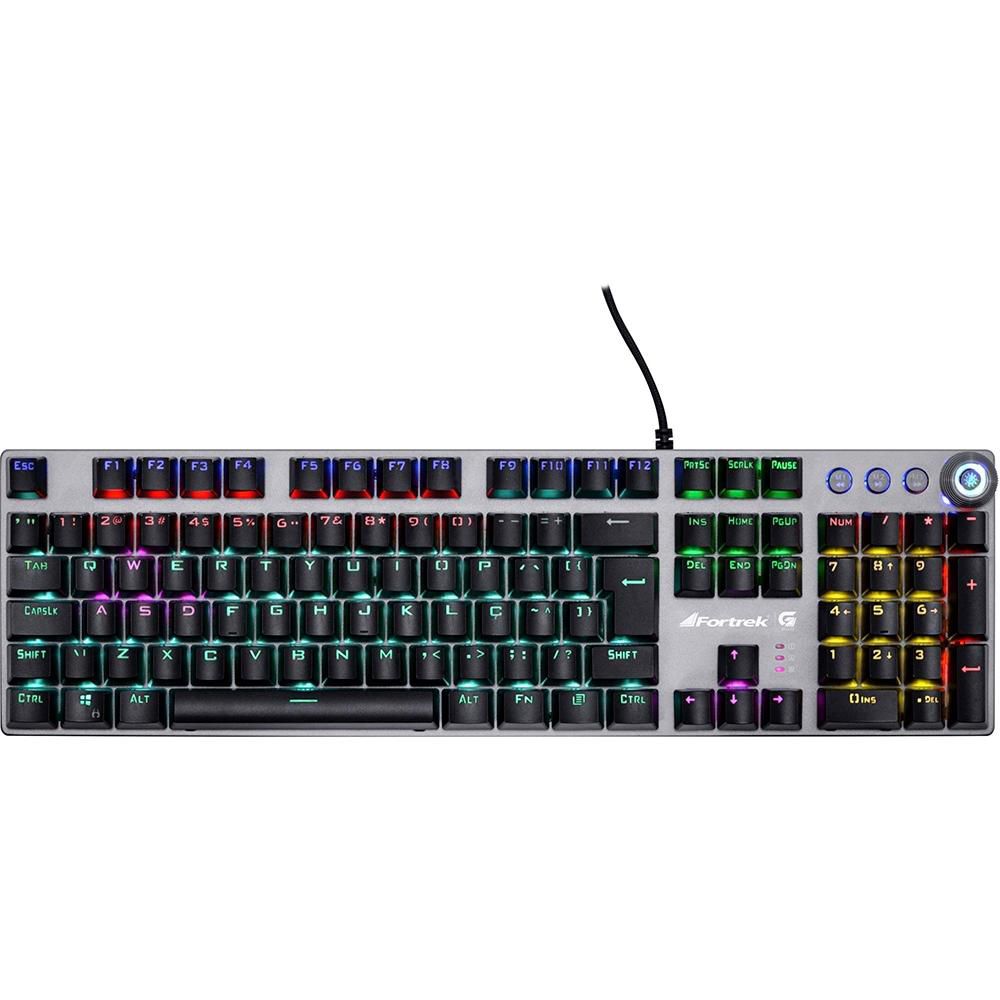 Teclado Mecânico Fortrek GPro K7 Switch KRGD Blue LED Rainbow ABNT2 com Apoio de Pulso USB