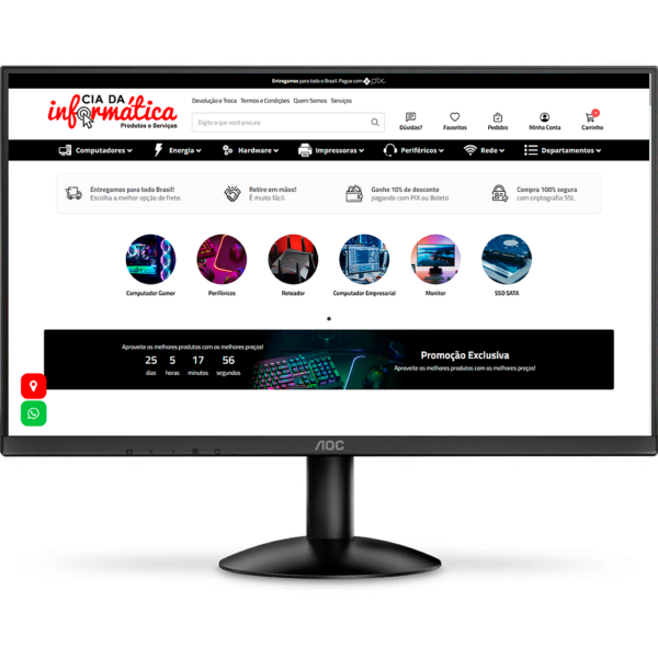 Monitor 21.5" 22B30HM2 AOC Full HD 1920x1080 VA 120Hz 1ms HDMI VGA Preto