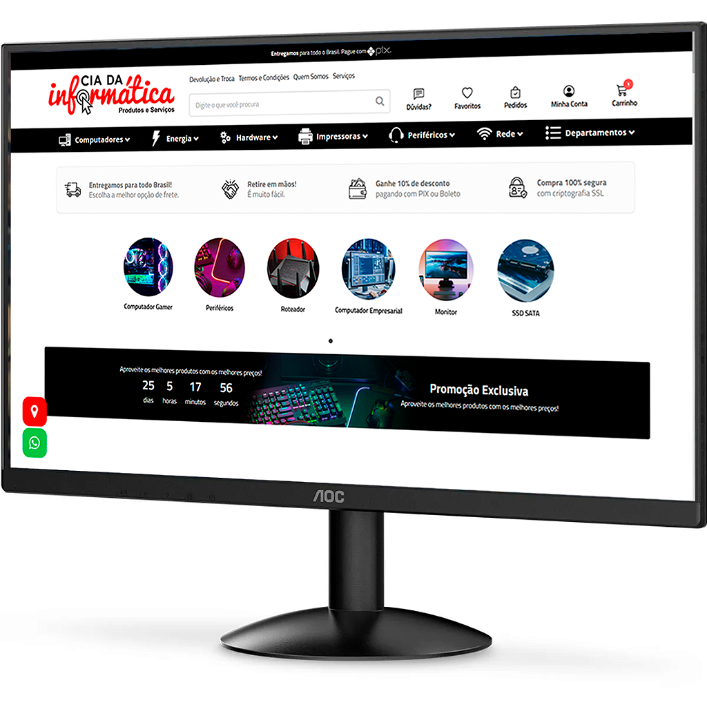 Monitor 21.5" 22B30HM2 AOC Full HD 1920x1080 VA 120Hz 1ms HDMI VGA Preto - Imagem 3