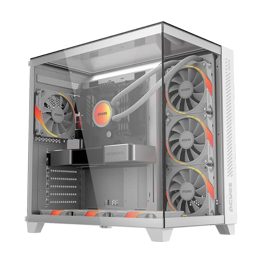 Gabinete Gamer PCYes Forcefield White Ghost GFFMAXWG Mid Tower ATX Vidro Temperado Branco