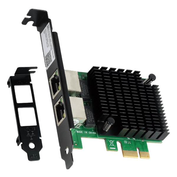 Placa de Rede PCYES LC1000-2P Dual Port RJ45 Gigabit Ethernet 10/100/1000Mbps PCI-Express Chipset RTL8111F