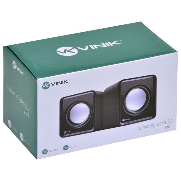 Caixa de Som Vinik VS-01 2.0 Canais 2W RMS Alimentação USB Conexão P2 3.5mm com Controle de Volume - Imagem 4