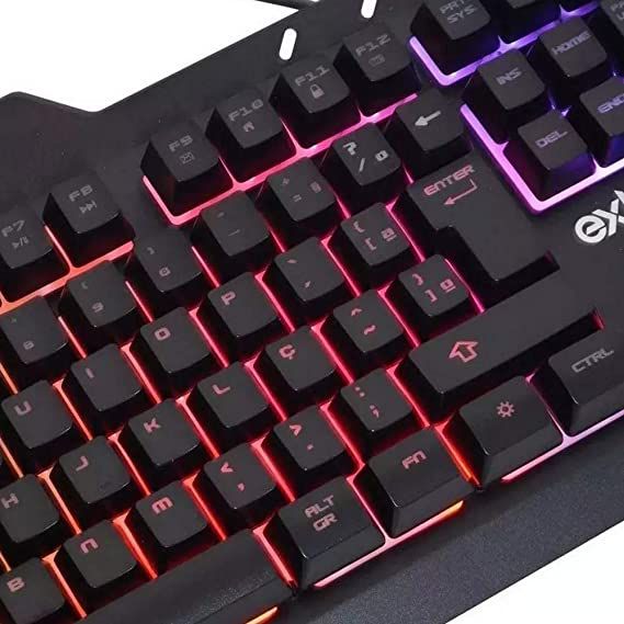 Kit Teclado e Mouse Gamer Exbom BK-G800 USB com Iluminação LED Rainbow Padrão ABNT2 Acabamento em Metal - Imagem 5