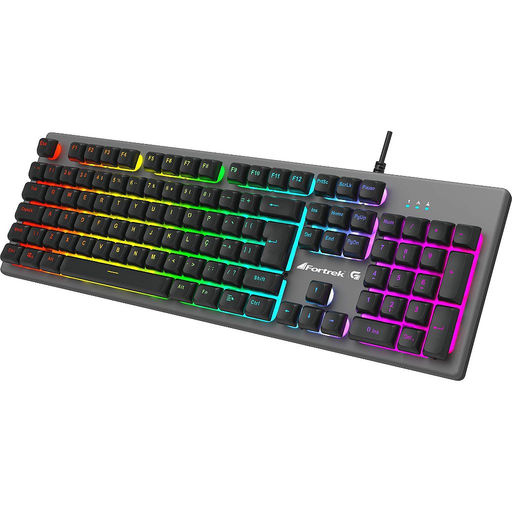 Kit Teclado e Mouse Fortrek Ranger BK-G550 USB ABNT2 LED Rainbow Mouse 6400 DPI Grafite - Imagem 3