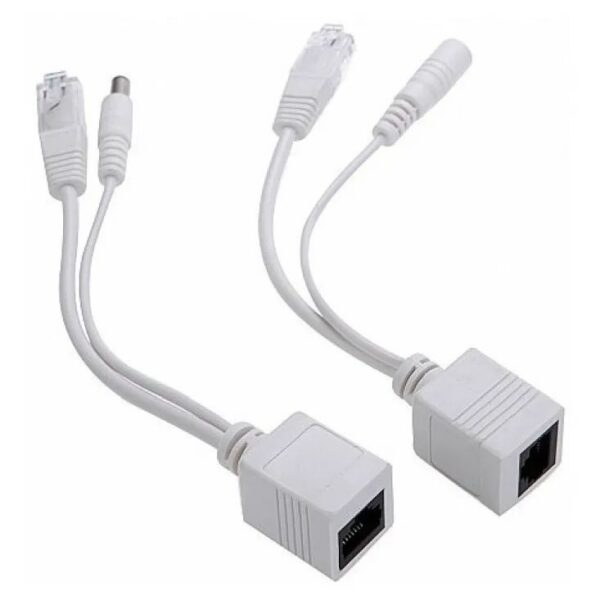 Kit Adaptador Injetor e Splitter PoE Passivo RJ45 10/100Mbps com Conector P4 5.5mm