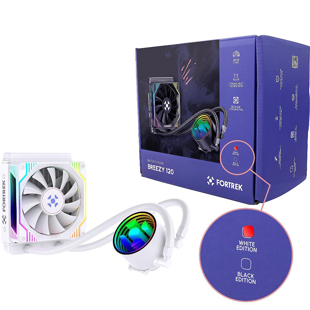Water Cooler Breezy 120mm ARGB Branco TDP 230W Fortrek - Imagem 3
